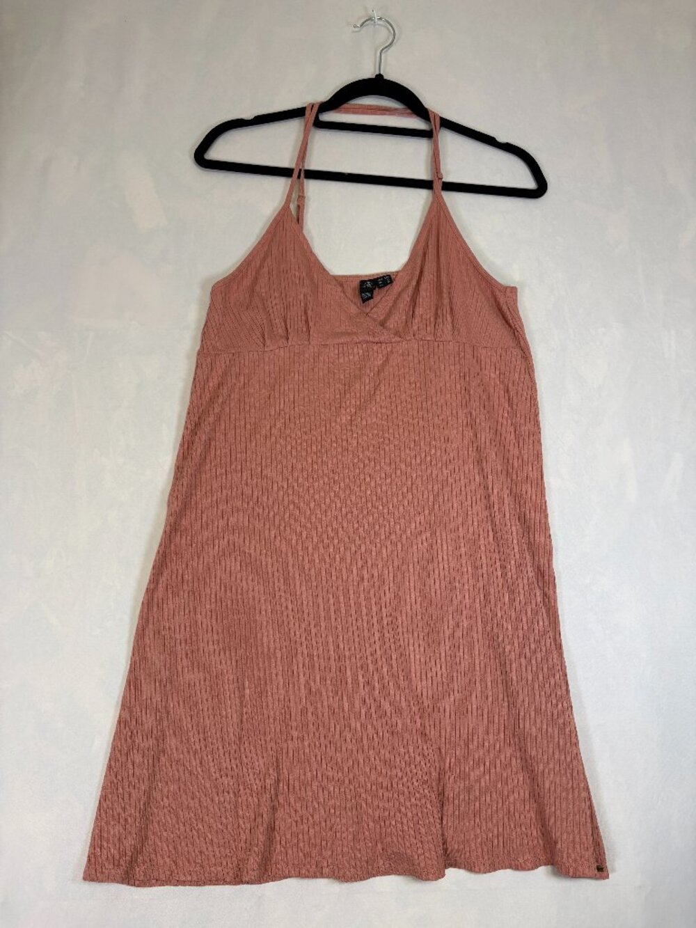Volcom Womens Dress Large Dusty Rose Pink Ribbed Halter Neck Mini Casual Summer